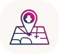 icona per posizionamento - una mappa con icona della posizione con sfondo colorato