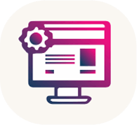 icona per siti web - immagine di sito visualizzato su un monitor con sfondo colorato