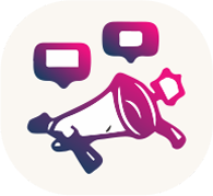 icona per social media - immagine di un megafono e delle icone dei messaggi