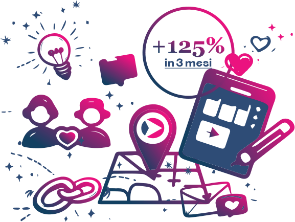 immagine astratta composta da diverse figure utilizzati per digital marketing services