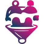 icona per conversione composta da figure stilizzate di umani attorno ad un imbuto