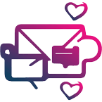 icona per email marketing composta da una busta simbolo delle email da cui escono icone di messaggi