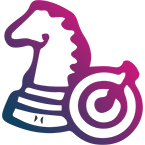 icona per strategia composta dal cavallo degli scacchi e un bersaglio