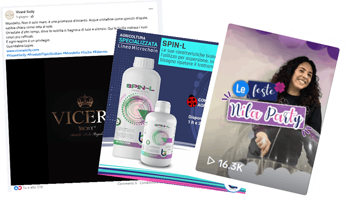 Social Media Marketing - immagine composta da 3 post social